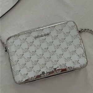 Michael Kors Metallic Silver Crossbody Bag